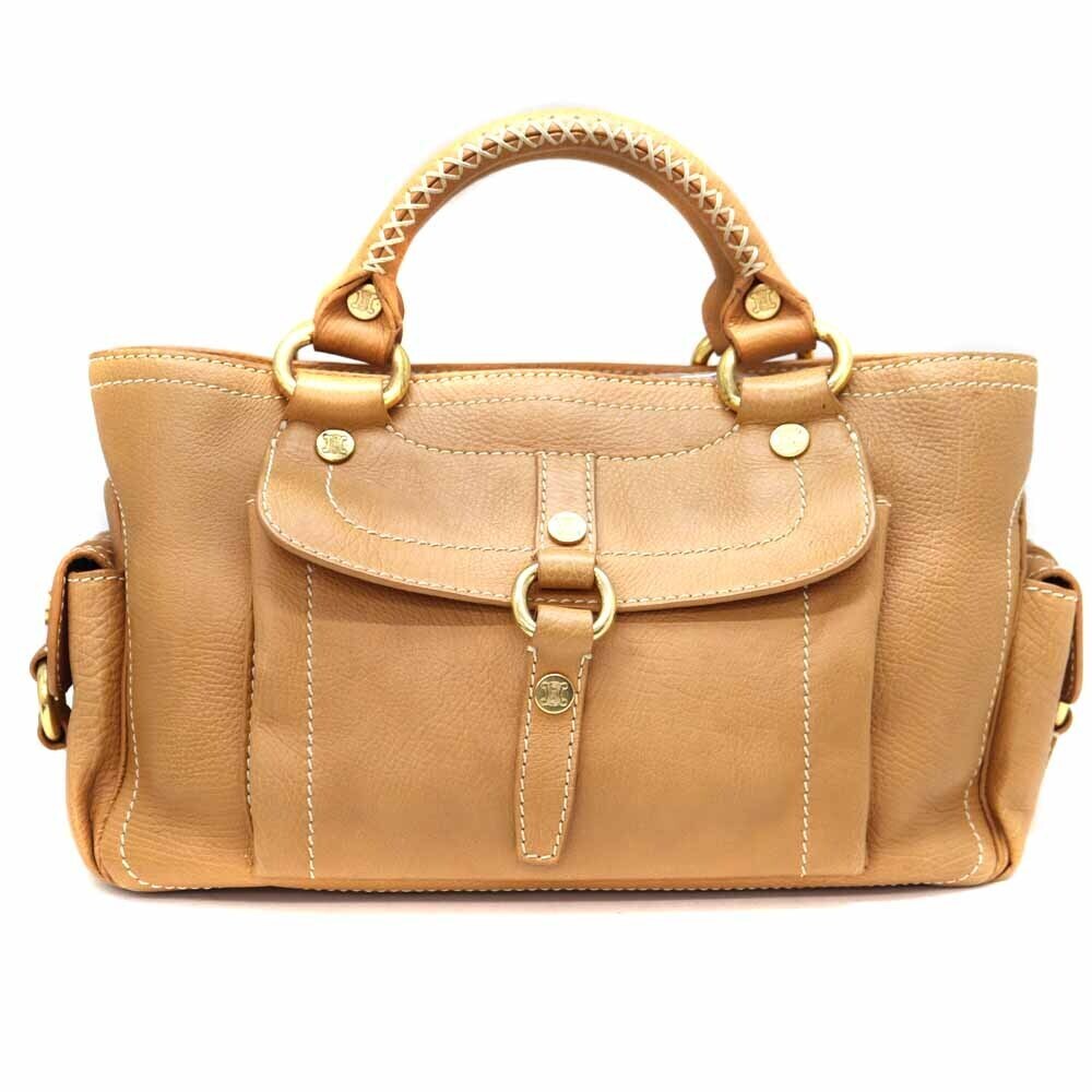 Celine Boogie Bag Handbag Leather Beige